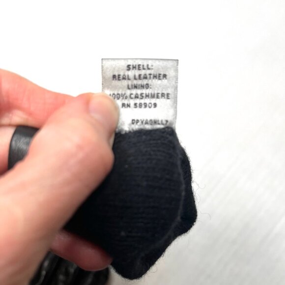 Preston & York Leather Fingerless Gloves Cashmere Lined Womens Ripped Grunge Psy - Picture 8 of 8